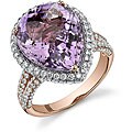 18k Gold 1 3/4ct TDW Created Amethyst/ Diamond Ring (F, SI1)