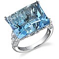18k Gold Created Blue Topaz/ 7/8ct TDW Diamond Ring (F, SI1) (Size 6.75)
