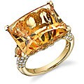 18k Yellow Gold Synthetic Citrine and 7/8ct TDW Diamond Ring (F,SI) (Size 6.75)
