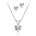 Sterling Silver CZ Heart Solitaire Necklace/ Earring Set