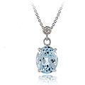 Sterling Silver Blue Topaz and Diamond Accent Necklace