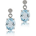 Sterling Silver Blue Topaz and Diamond Accent Earrings
