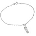 Sterling Silver Cubic Zirconia Flip Flop Anklet