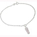 Sterling Silver Pink Cubic Zirconia Flip-flop Charm Anklet