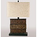 Barkwood Finish Textured Square Table Lamp