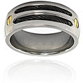 Titanium Ring with Black Steel Cables