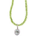 14k White Gold Green Amethyst and Peridot Bead Necklace