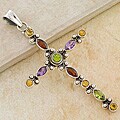 Silver Peridot/ Citrine/ Garnet/ Amethyst Cross Pendant (India)