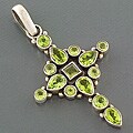 Sterling Silver and Peridot Medieval-style Cross Pendant (India)
