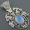 Sterling Silver Multi-gemstone Pendant (India)
