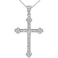 10k Gold 1/10ct TDW Diamond Cross Necklace (J-K, I2)