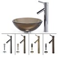 Kraus 14-inch Brown Clear Glass Sink and Sheven Bathroom Faucet