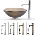 Kraus Brown Frosted Glass Sink and Ramus Bathroom Faucet
