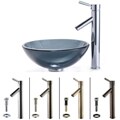 Kraus 14-inch Black Clear Glass Sink and Sheven Bathroom Faucet