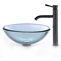 Kraus 19-mm Clear Glass Sink and Aldo Stainless Steel Faucet