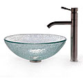 Kraus Broken Glass Vessel Sink and Aldo Stainless Steel Faucet