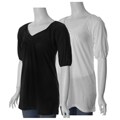 Currants Women's Basketweave V-neck Short-sleeve Top