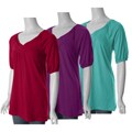 Currants Women's Basketweave V-neck Short-sleeve Top
