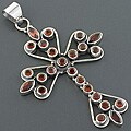 Silver Garnet Cross Pendant (India)