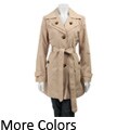 London Fog Women's Faux Silk Double Collar Trench Coat