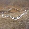 Sterling Silver Hammered Wavy Bangle Bracelet (Mexico)