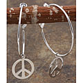 Sterling Silver Peace Sign Hoop Earrings (Mexico)