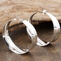 Sterling Silver Wide Hoop Earrings (Mexico)