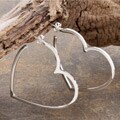 Sterling Silver Polished Heart Hoop Earrings (Mexico)