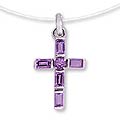 Silver Amethyst 'Lilac Cross' Necklace (India)