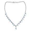 Silver Blue Topaz 'Raindrops' Waterfall Necklace (India)