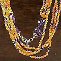 Silver Carnelian Amethyst 'Sunshine' Strand Necklace (India)