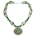 Sterling Silver Jasper/ Amethyst 'Flourish' Necklace (India)