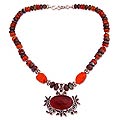 Silver Labradorite/ Carnelian 'Temptress' Necklace (India)
