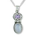 Sterling Silver Moonstone/ Amethyst 'Mystic' Necklace (India)
