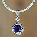 Sterling Silver 'Moonlight Dazzle' Amethyst Necklace (Indonesia)