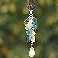 Silver Opal/ Chrysocolla 'Andean Raceme' Necklace (Peru)