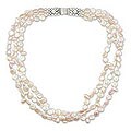 Silver Pearl and Quartz 'A Spell of Pink' Necklace (India)