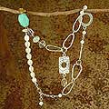 Sterling Silver Pearl/ Turquoise 'Island' Y Necklace (India)
