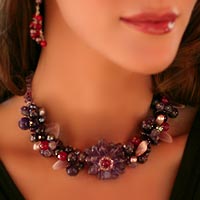 Pearls and Amethyst 'Fireside' Choker (5 mm) (Thailand)