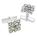 Silver/ Peridot 'Jigsaw Riddle' Cufflinks (India)