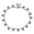 Sterling Silver 'Blue Moon' Turquoise Anklet (India)