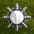 Sterling Silver Cow Bone 'Smiling Moon' Brooch (Indonesia)