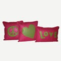 Felt Applique Pink/ Green Pillow