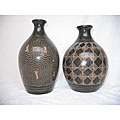 Handmade Small Black Etched Vase Pair (Nicaragua)