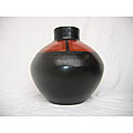 Handmade Black and Red Square Clay Vase (Peru)