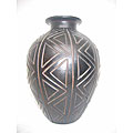 Handmade Black and Dark Brown Carved Vase (Peru)