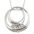 10k White Gold 3-stone 1/5ct TDW Diamond Necklace