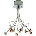 Chrome 'Amber Glass Flowers' Modern Chandelier