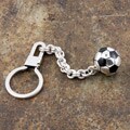 Sterling Silver Three Dimensional Soccer Ball Key Chain (Mexico)