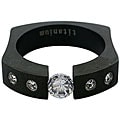 Black-plated Titanium Tension-set Cubic Zirconia Ring